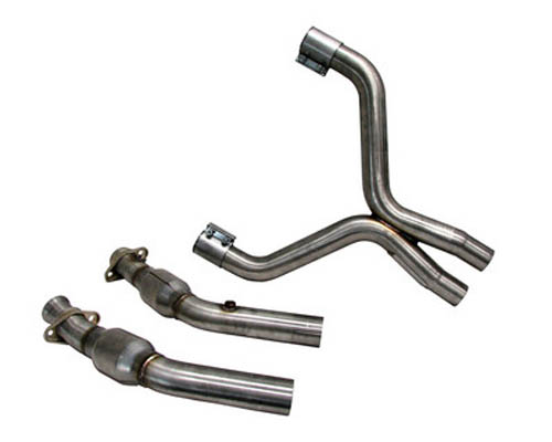 BBK 2-3/4" 304 Stainless Full Length X Pipe With Converters Ford Mustang GT500 07-12