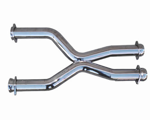 BBK Chrome Coyote Swap MID X Pipe Catalytic Converters Ford Mustang 87-04