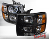 SpecD Black Housing Headlights Chevrolet Silverado 07-10