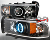 SpecD Black CCFL Halo Projector Headlights Dodge Ram 94-01