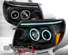 SpecD Black CCFL Halo LED Projector Headlights Toyota Tacoma 05-10