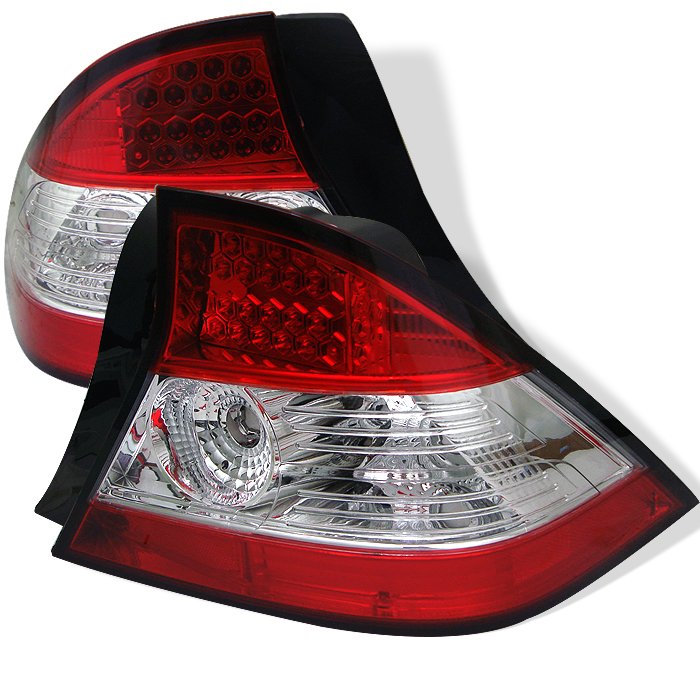 Spyder 2Dr LED Red/Clear Tail Lights Honda Civic 04-05