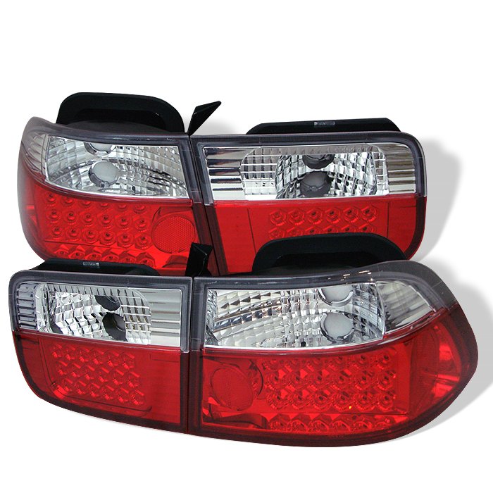 Spyder 2Dr LED Red/Clear Tail Lights Honda Civic 96-00