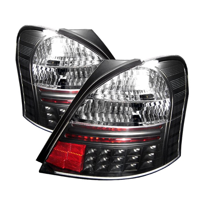 Spyder 2Dr LED Black Tail Lights Toyota Yaris 06-08