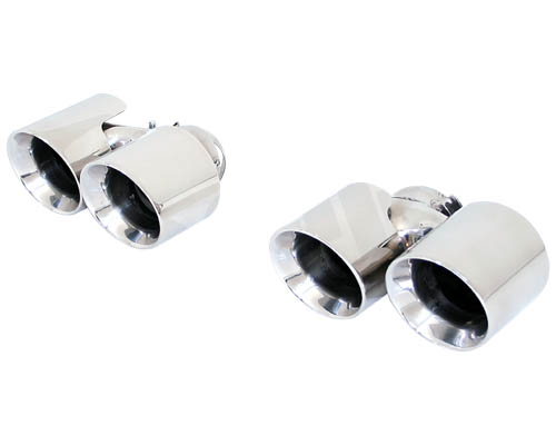 Cargraphic 89mm Polsished Quad Round Exhaust Tips Porsche  997.2 Turbo 10-12