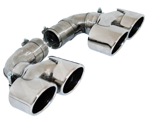 Cargraphic 89mm Polsished Quad Oval Exhaust Tips Porsche 997 TT/GT2 07-09