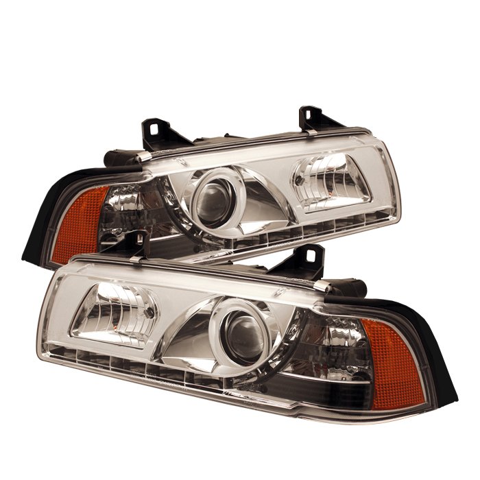 Spyder 2Dr 1Pc DRL LED Chrome Projector HeadLights BMW E36 3-Series 92-98