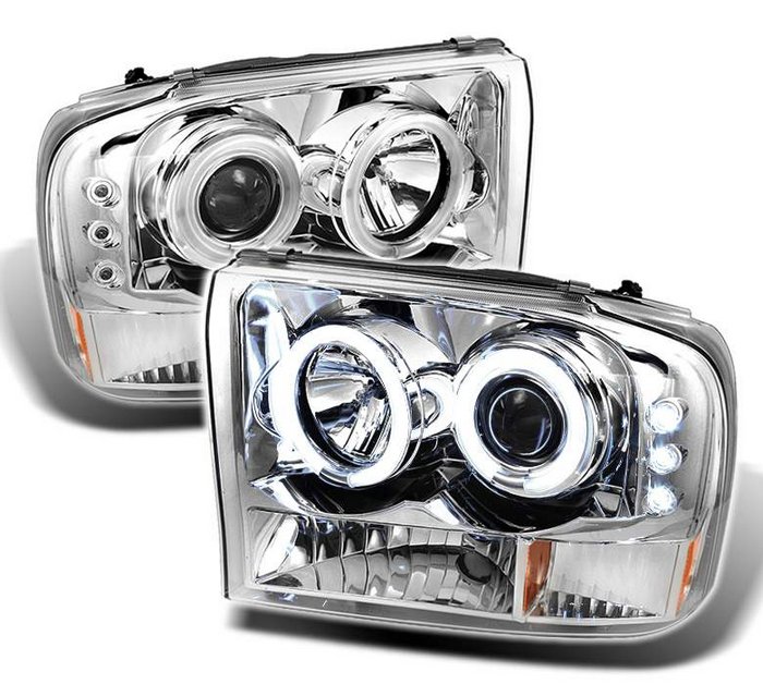 Spyder 1Pc CCFL LED Chrome Projector HeadLights G2 Version Ford Excursion 00-05