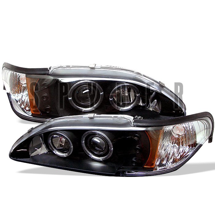 Spyder 1Pc Halo LED Black Projector HeadLights Ford Mustang 94-98