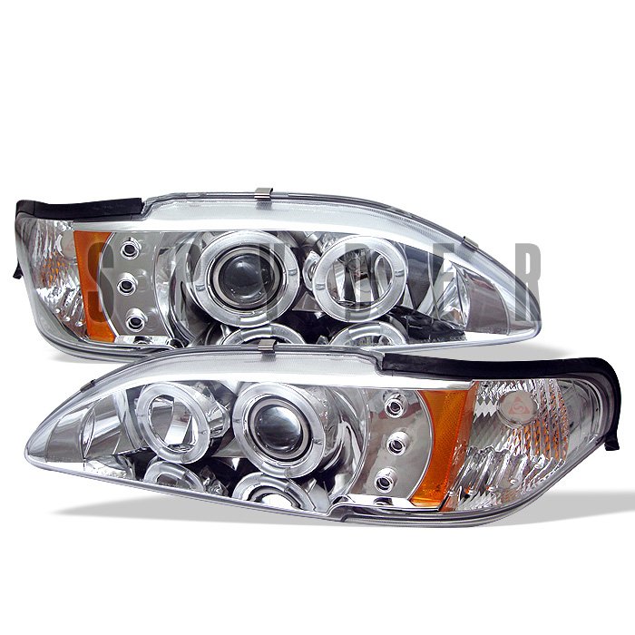 Spyder 1Pc Halo LED Chrome Projector HeadLights Ford Mustang 94-98