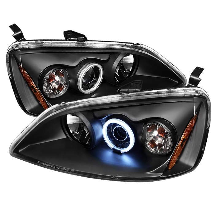 Spyder 2 4Dr Non Si Model CCFL Halo Black Projector HeadLights Honda Civic 01-03