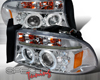 SpecD Chrome Halo LED Projector Headlights Dodge Dakota 97-04