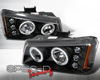 SpecD Black Halo LED Projector Headlights Chevy Silverado 03-06