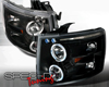 SpecD Black Halo LED Projector Headlights Chevy Silverado 07-10