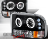 SpecD Black CCFL Halo LED Projector Headlights Ford F-250 99-04