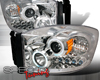 SpecD V1 Chrome CCFL Halo Projector Headlights Dodge Ram 06-08