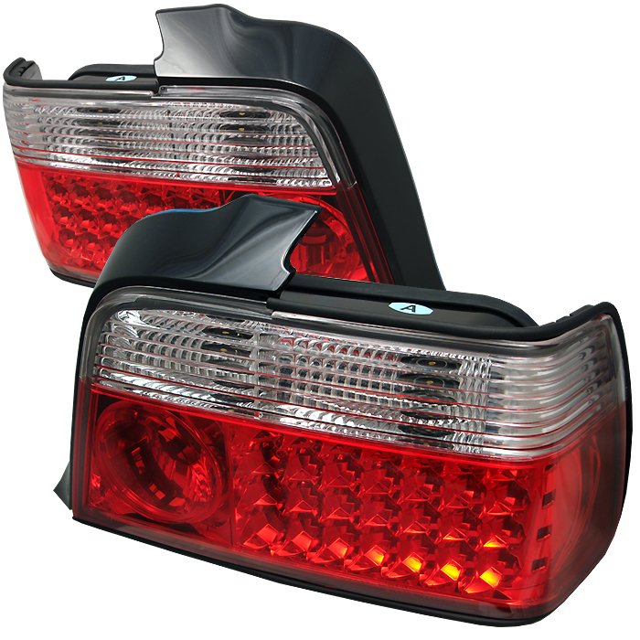 Spyder red clear LED Tail Lights BMW E36 3-Series 4DR 92-98