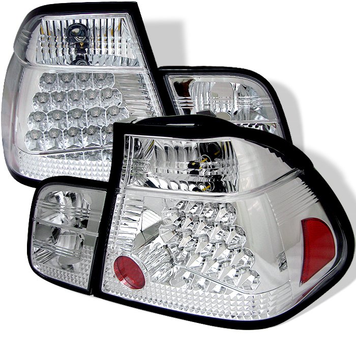 Spyder LED chrome Tail Lights BMW E46 3-Series 4Dr 99-01