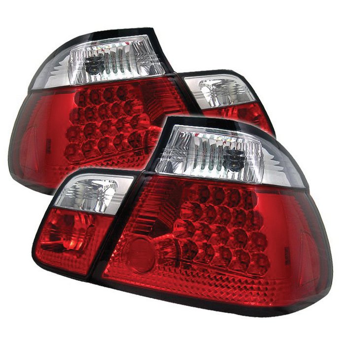 Spyder LED red clear Tail Lights BMW E46 3-Series 4Dr 99-01