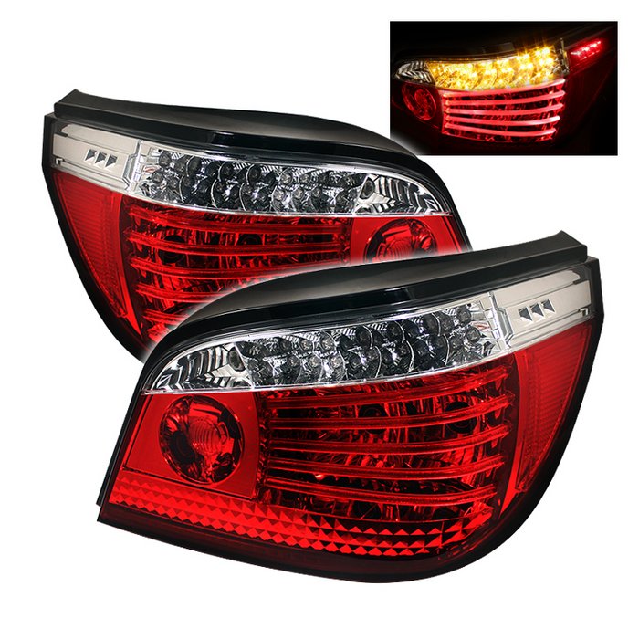 Spyder LED red clear Tail Lights BMW E60 5-Series 04-07