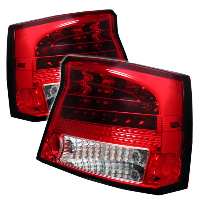 Spyder LED Red/Clear Tail Lights Dodge Charger 05-08