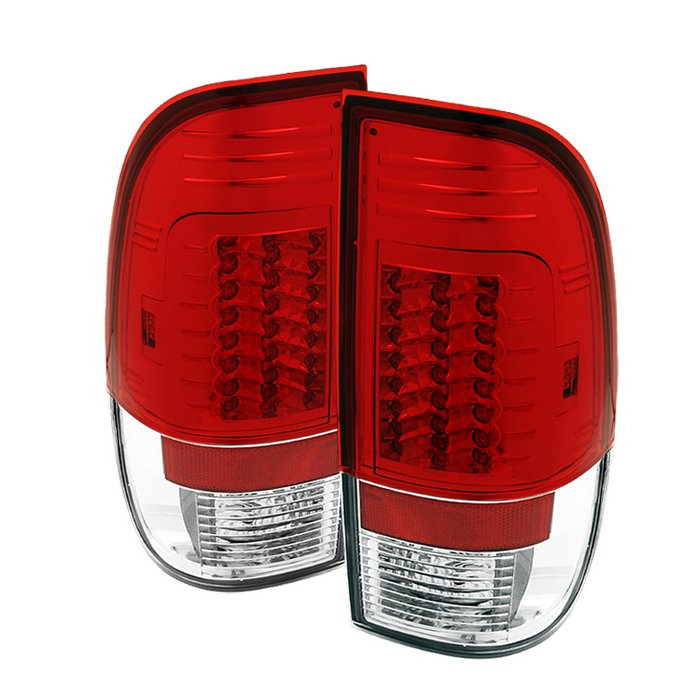 Spyder Version 2 LED Red/Clear Tail Lights Ford F250 350 450 550 Super Duty 08-09