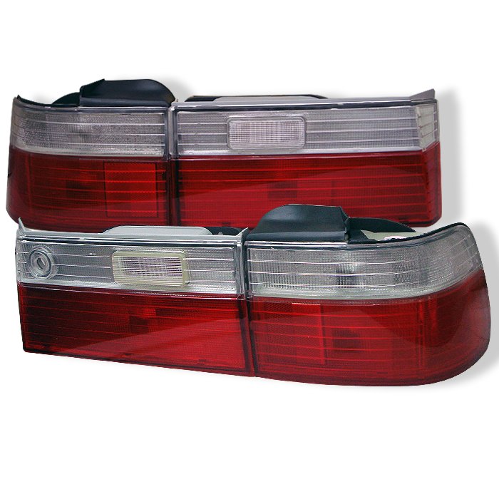 Spyder 4Dr Red/Clear Tail Lights Honda Accord 90-91