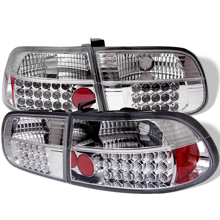 Spyder 3Dr LED Chrome Tail Lights Honda Civic 92-95