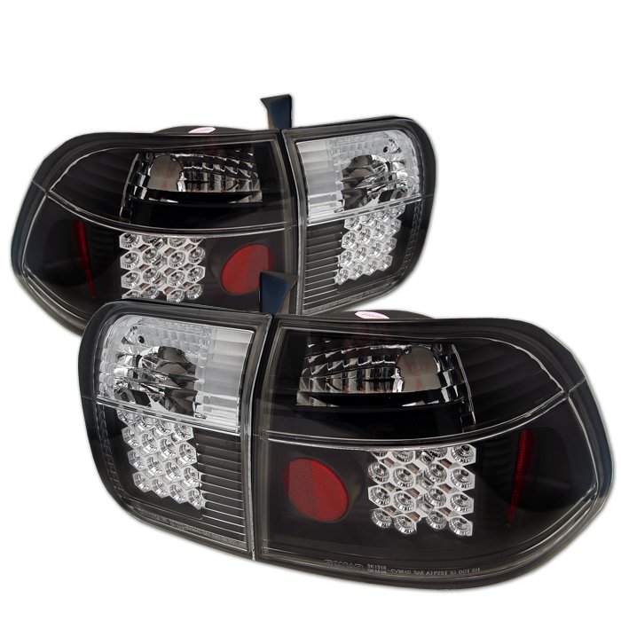 Spyder 4Dr LED Black Tail Lights Honda Civic 96-98