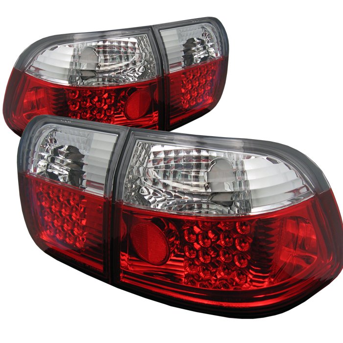 Spyder 4Dr LED Red/Clear Tail Lights Honda Civic 96-98