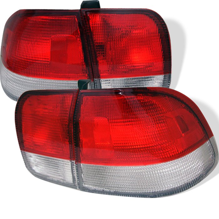 Spyder 4Dr Red/Clear Tail Lights Honda Civic 96-98