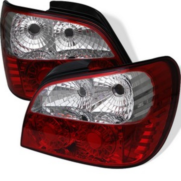 Spyder LED Red/Clear Tail Lights Subaru Impreza 02-03