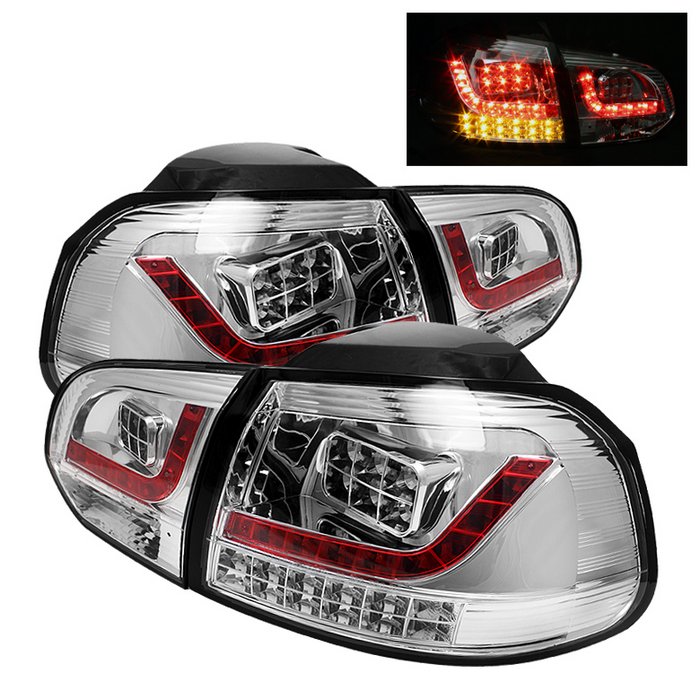 Spyder Up LED Chrome Tail Lights Volkswagen Golf GTI 10-12