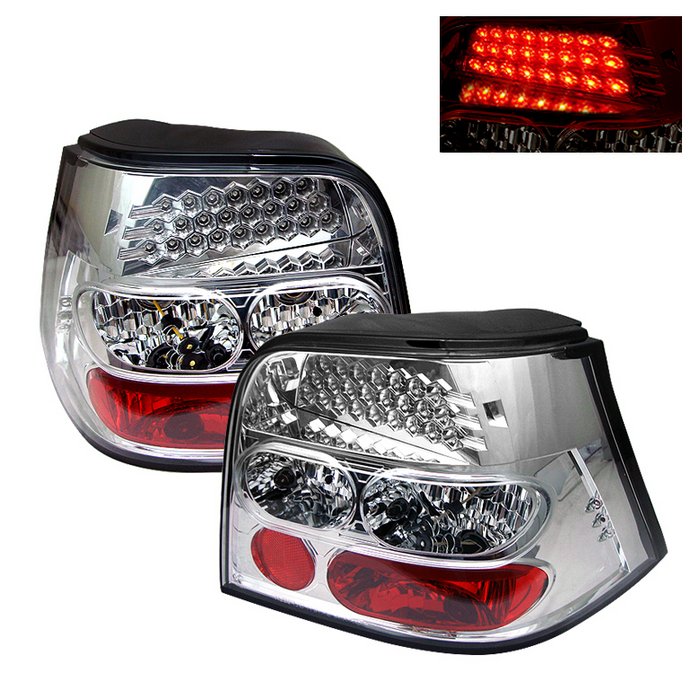 Spyder LED Chrome Tail Lights Volkswagen Golf 99-04