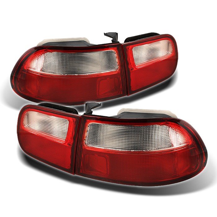 Spyder 3Dr Red/Clear Tail Lights Honda Civic 92-95