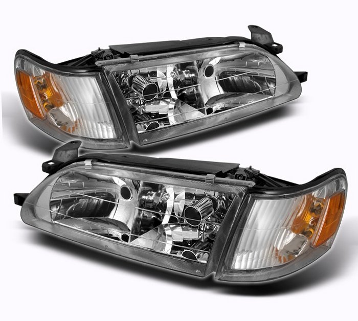 Spyder Chrome Crystal HeadLights Toyota Corolla Dx 93-97