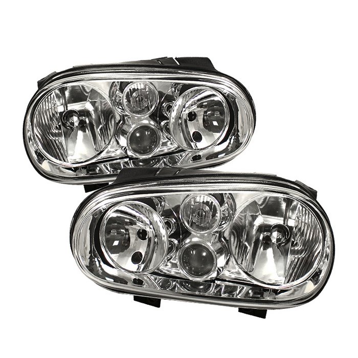 Spyder Chrome Crystal HeadLights Volkswagen Golf 99-05