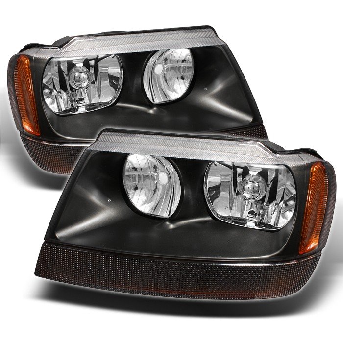 Spyder Amber HeadLights Black Jeep Grand Cherokee 99-03