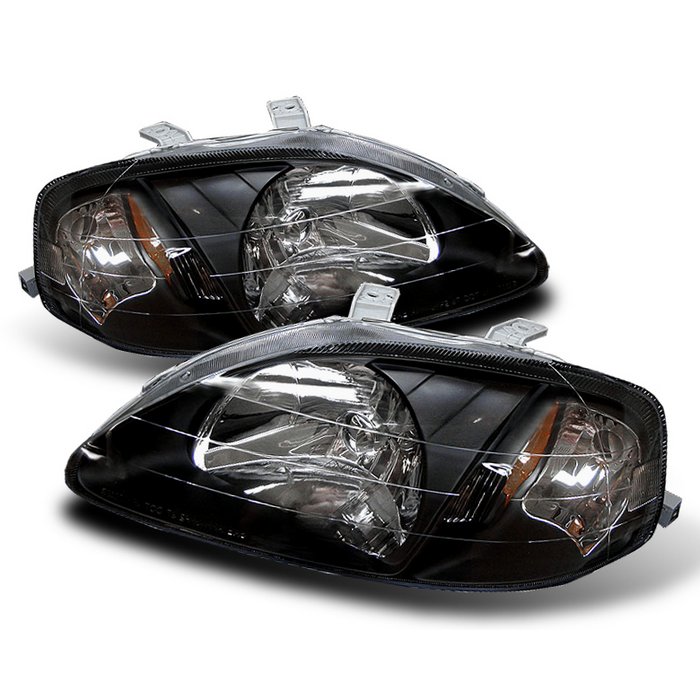 Spyder Black Crystal HeadLights Honda Civic 99-00