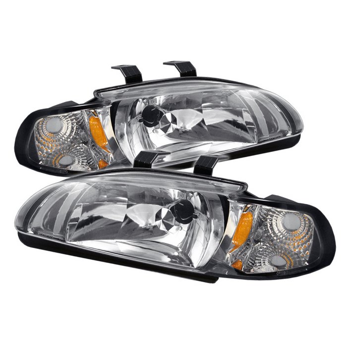 Spyder 4Dr 1Pc Chrome Crystal HeadLights Honda Civic 92-95