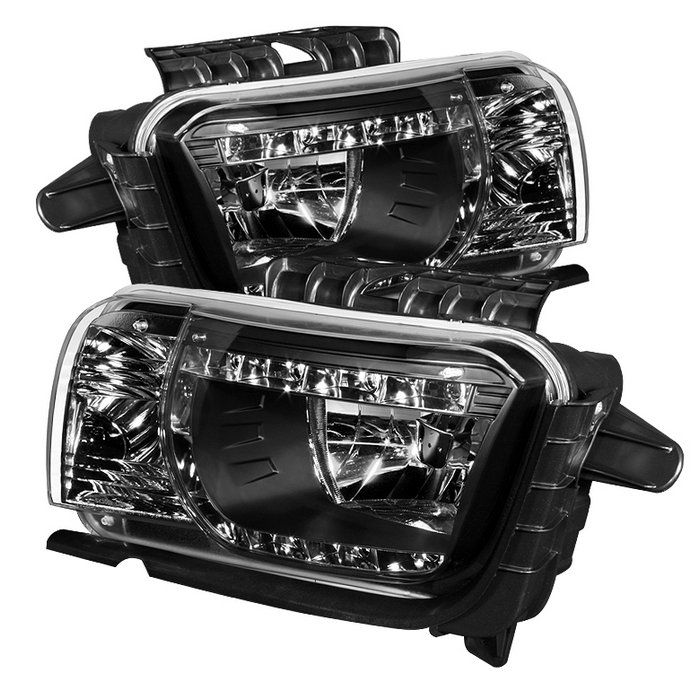 Spyder DRL LED Black Crystal HeadLights Chevrolet Camaro 10-12