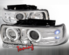 SpecD Chrome LED Halo Projector Headlights Chevy Silverado 99-02