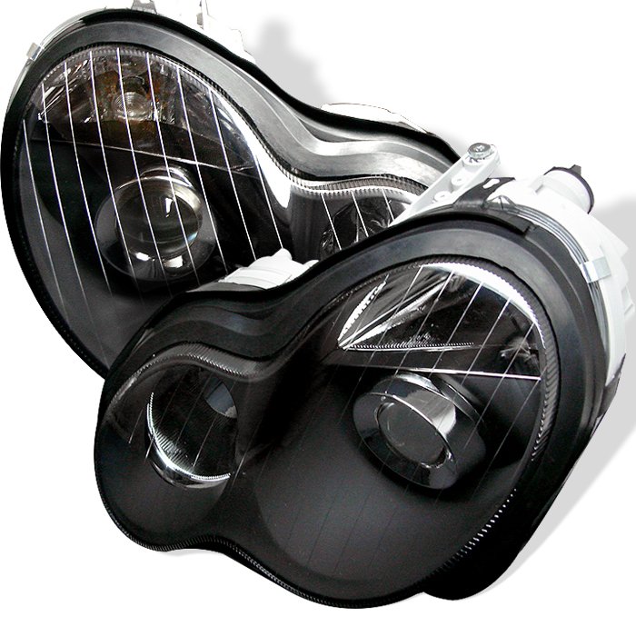 Spyder Black Projector HeadLights Mercedes C-Class W203 01-05