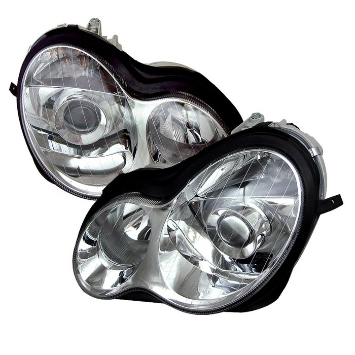 Spyder Black Projector HeadLights Mercedes C-Class W203 01-05