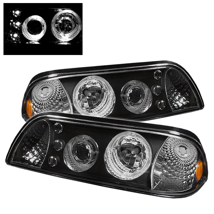 Spyder LED 1Pc Black Projector HeadLights Ford Mustang 87-93