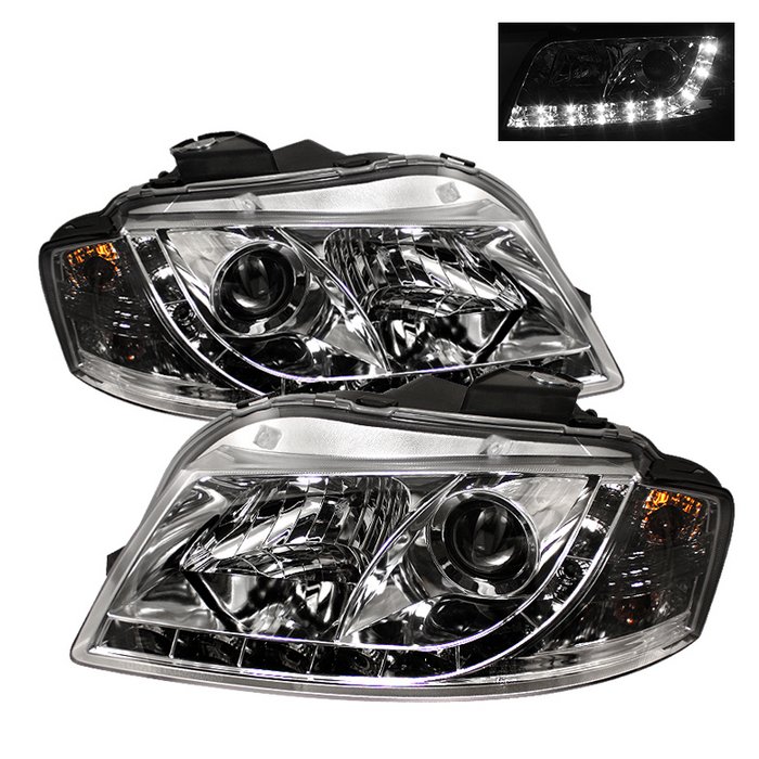 Spyder DRL LED Chrome Projector HeadLights Audi A3 06-08