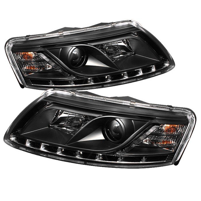 Spyder Non-HID Non Quattro With AFS DRL LED Black Projector HeadLights Audi A6 05-07