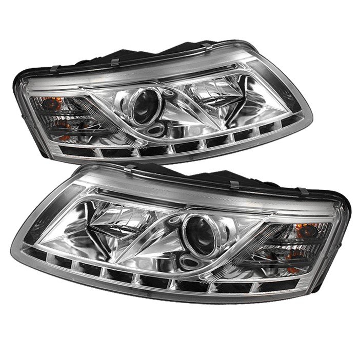 Spyder Non-HID Non Quattro With AFS DRL LED Chrome Projector HeadLights Audi A6 05-07