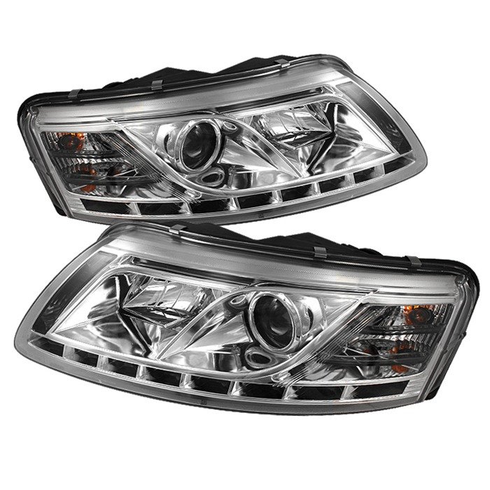 Spyder HID Type Non Quattro With AFS DRL LED Chrome Projector HeadLights Audi A6 05-07