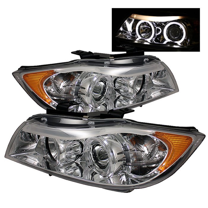 Spyder 4Dr Halo Amber Chrome Projector HeadLights BMW E90 3-Series 06-08